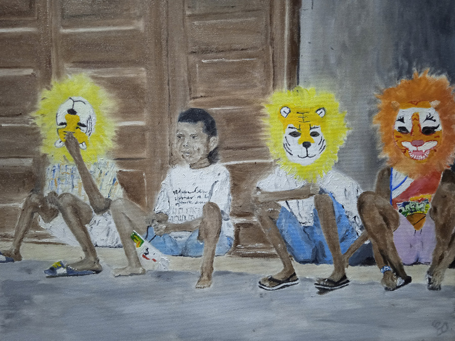 The little safari, huile sur toile, 56x48cm, juillet 2023