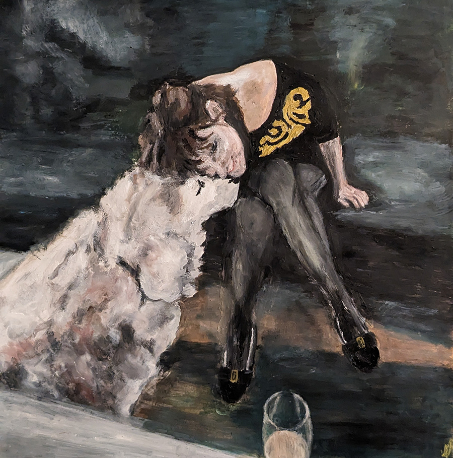 Moment de grâce, peinture Cobra sur papier, 50x50 cm, janvier 2024