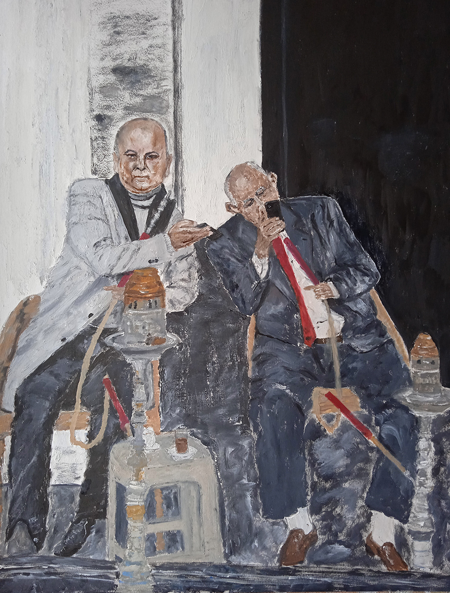 Chichas, Le Caire, huile sur papier, 50x65cm, mars 2024
