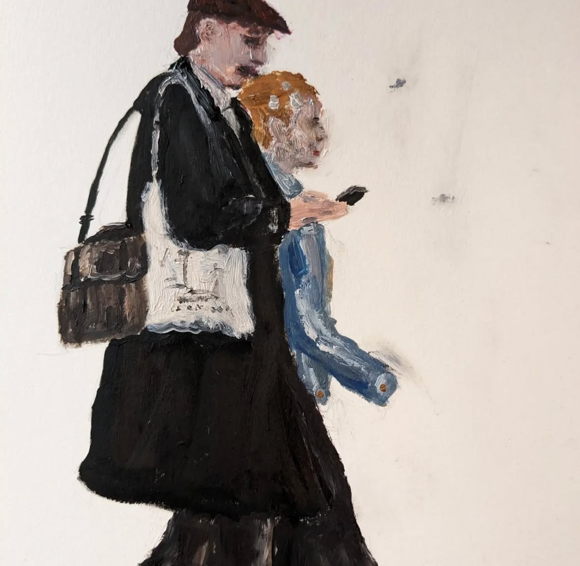 Boys, Tallinn, Estonie, huile sur papier, 24x30cm, mai 2024