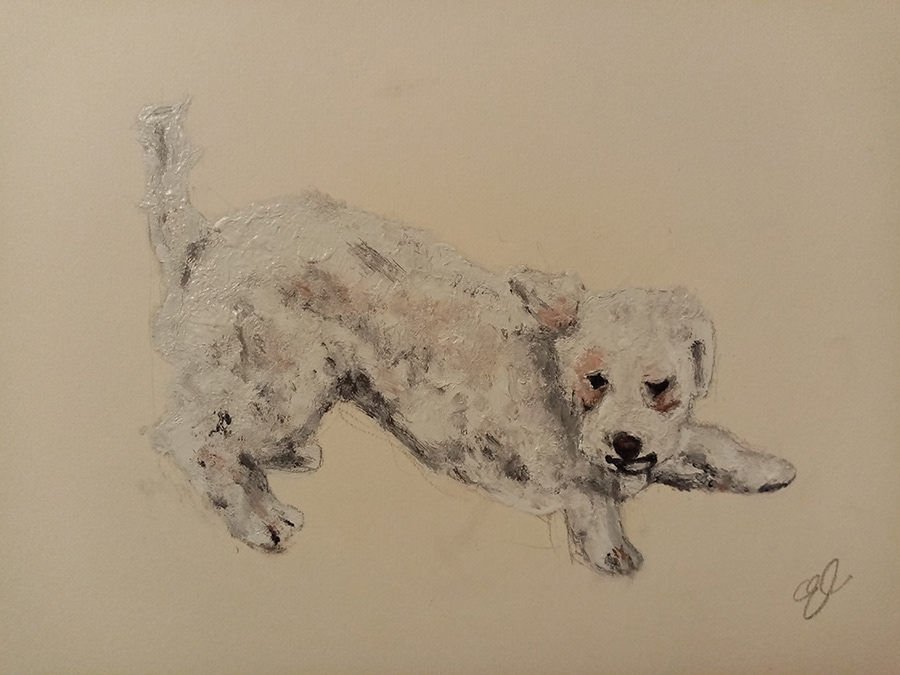 Samedi, huile sur papier, 24x32cm, décembre 2021