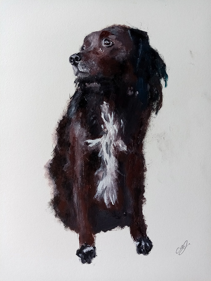 Mata, huile sur papier, 24x32cm, juin 2021