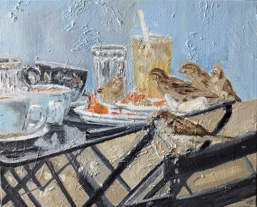 Birds, huile sur toile, 41x33cm, octobre 2024
