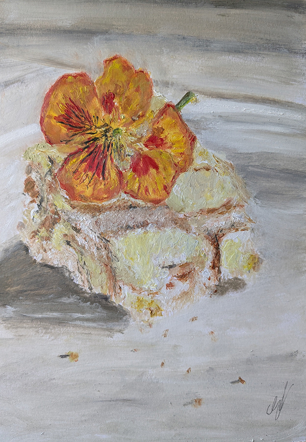Torta Pasquale, Sicilia, Canicattini, huile sur papier contrecollé, 29x41cm, mai 2025
