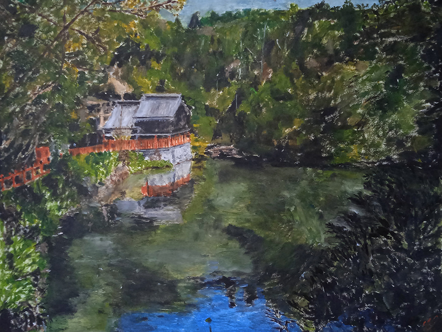 Estamp-like 2, Fushimi Inari, Kyoto, huile sur papier, 65x50cm, mai 2023