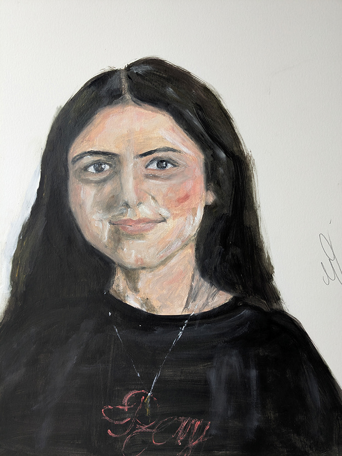 Ella, Armenia, huile sur papier cartonné, 43x58cm, septembre 2025