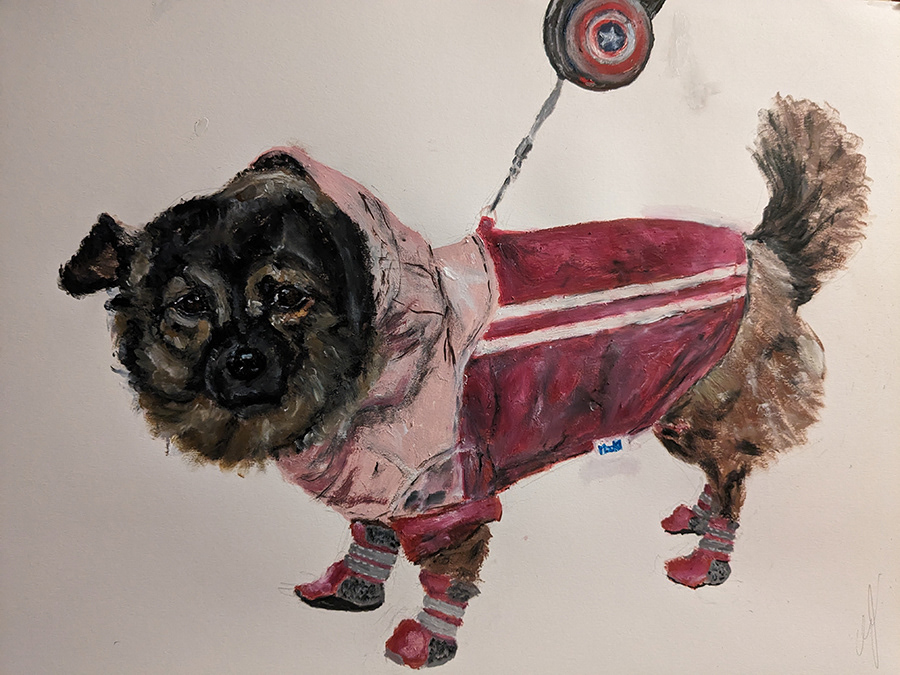 Girls 3 Tongli, peinture cobra sur papier, 65x50cm, décembre 2023