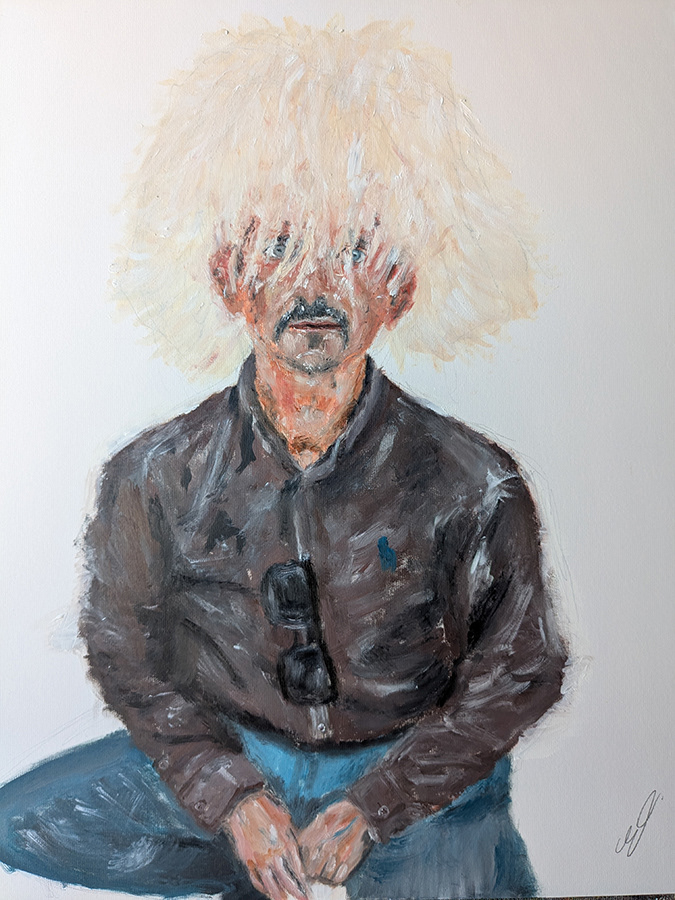 Le brocanteur, Tashkent, Ouzbékistan, huile sur papier cartonné, 50x65cm, juin 2025