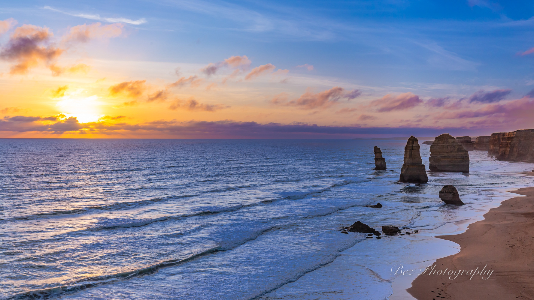 Twelve Apostles, on sunset.