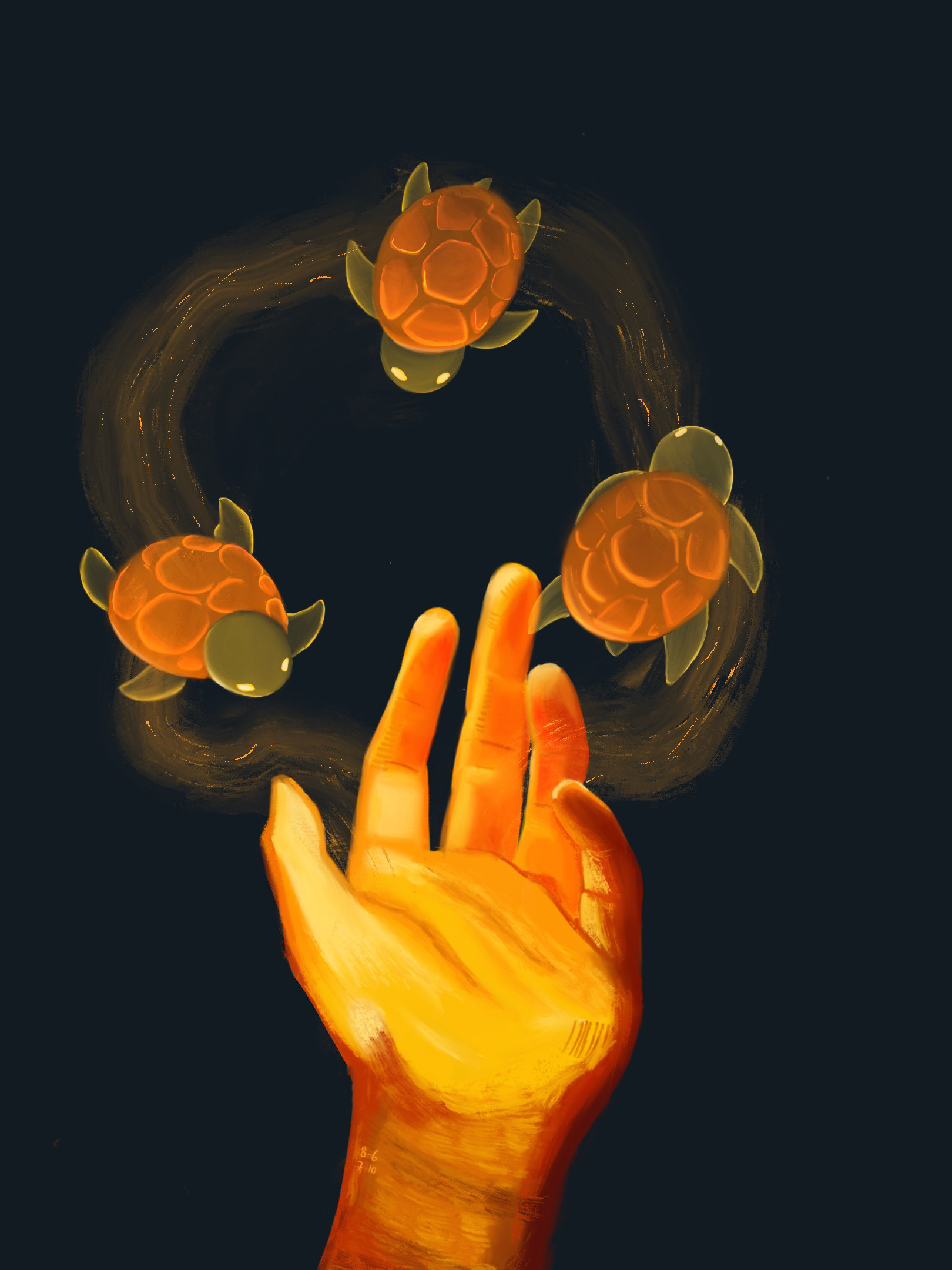 Illustration d'un bal de tortues