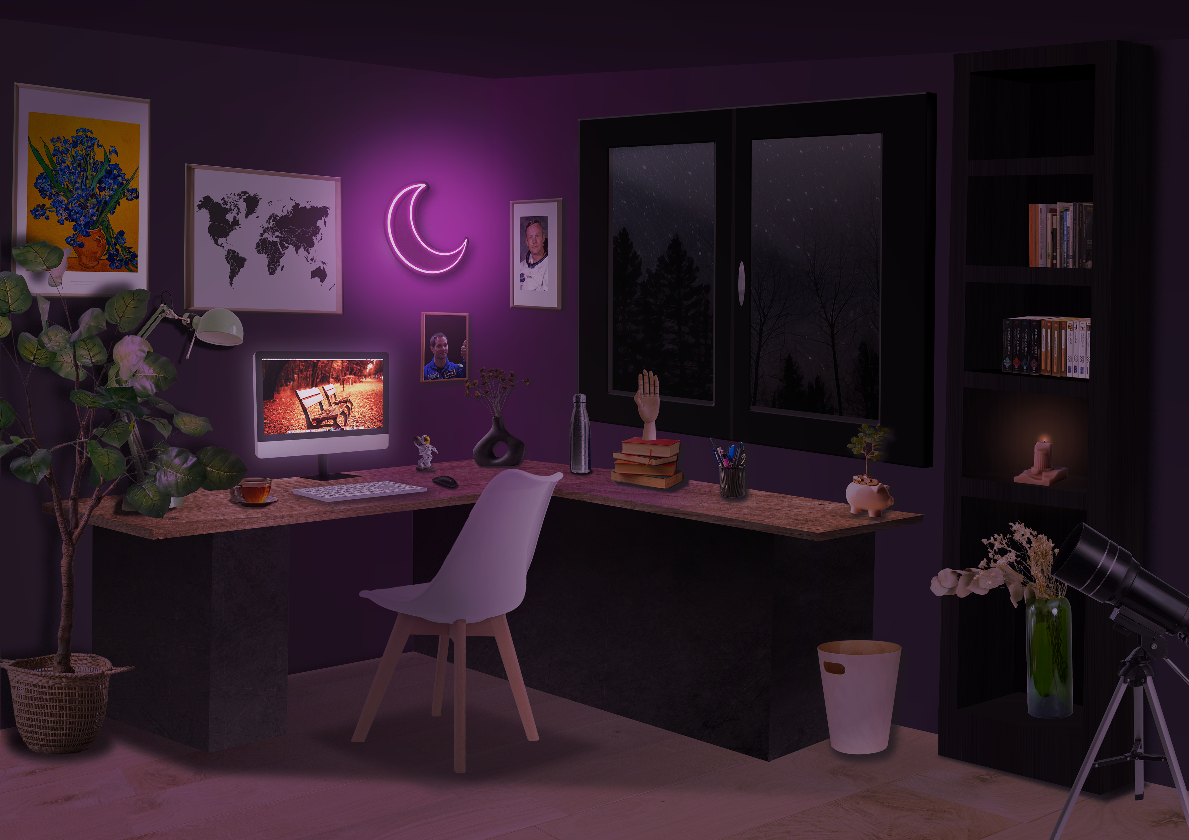 Bureau ambiance néon