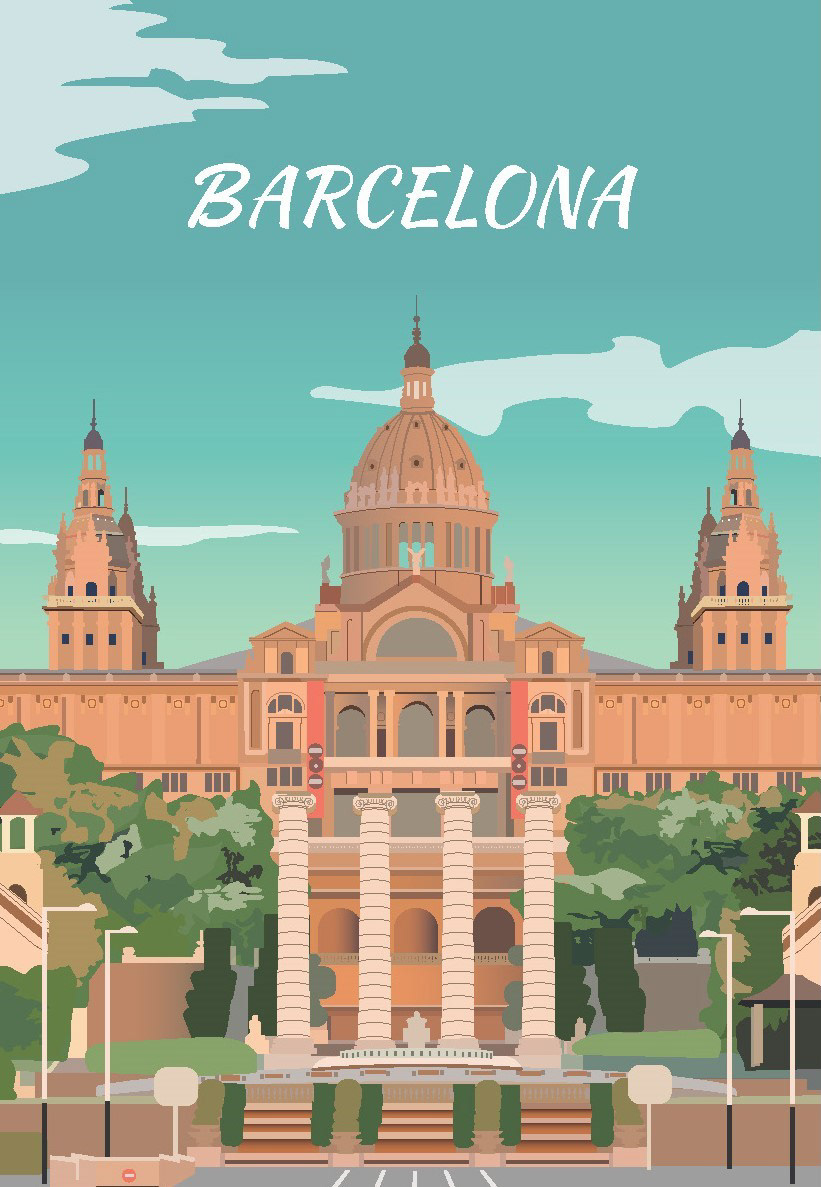 Affiche Barcelone représentant le musée national d'art de Catalogne