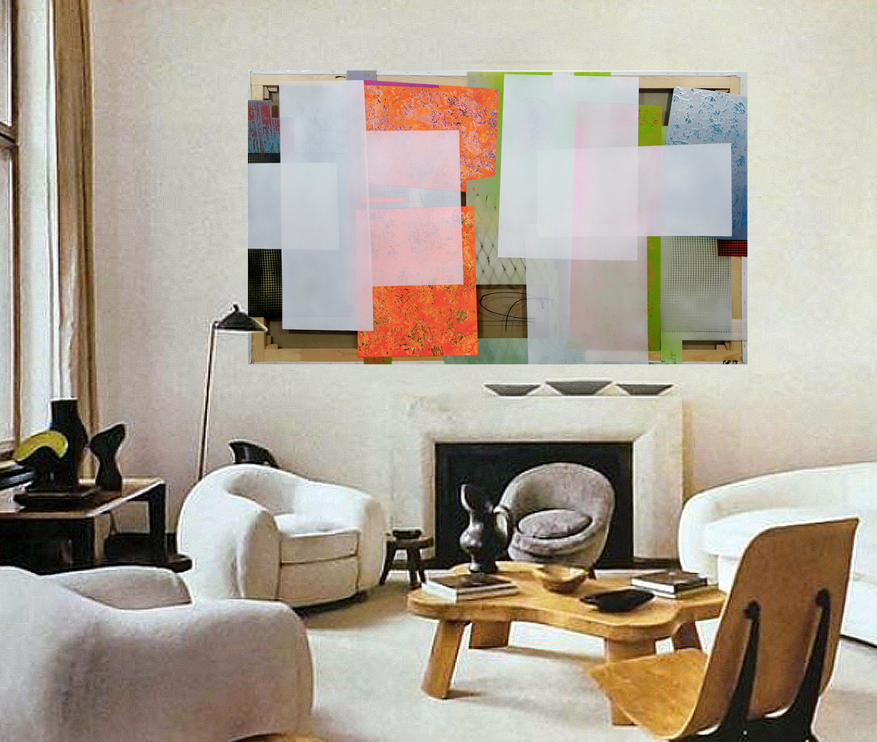 P 191011 - 114 x 195cm/44,8’x76,7’ - Polymer and spray paint on polycarbonate, on returned canvas
