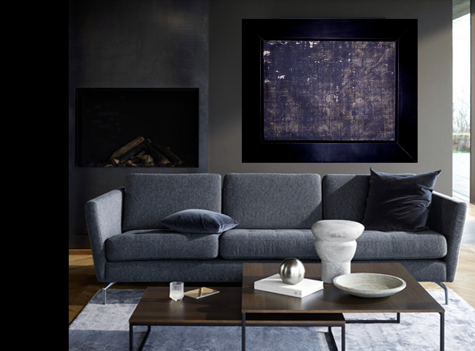 1984 Empreintes de plis 116x89cm + cadre ancien