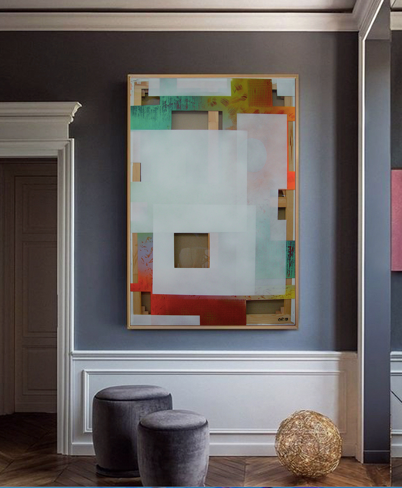 P 190617 - 146x97cm/57,4’x38,1’ - Spray paint on polycarbonate, on returned canvas