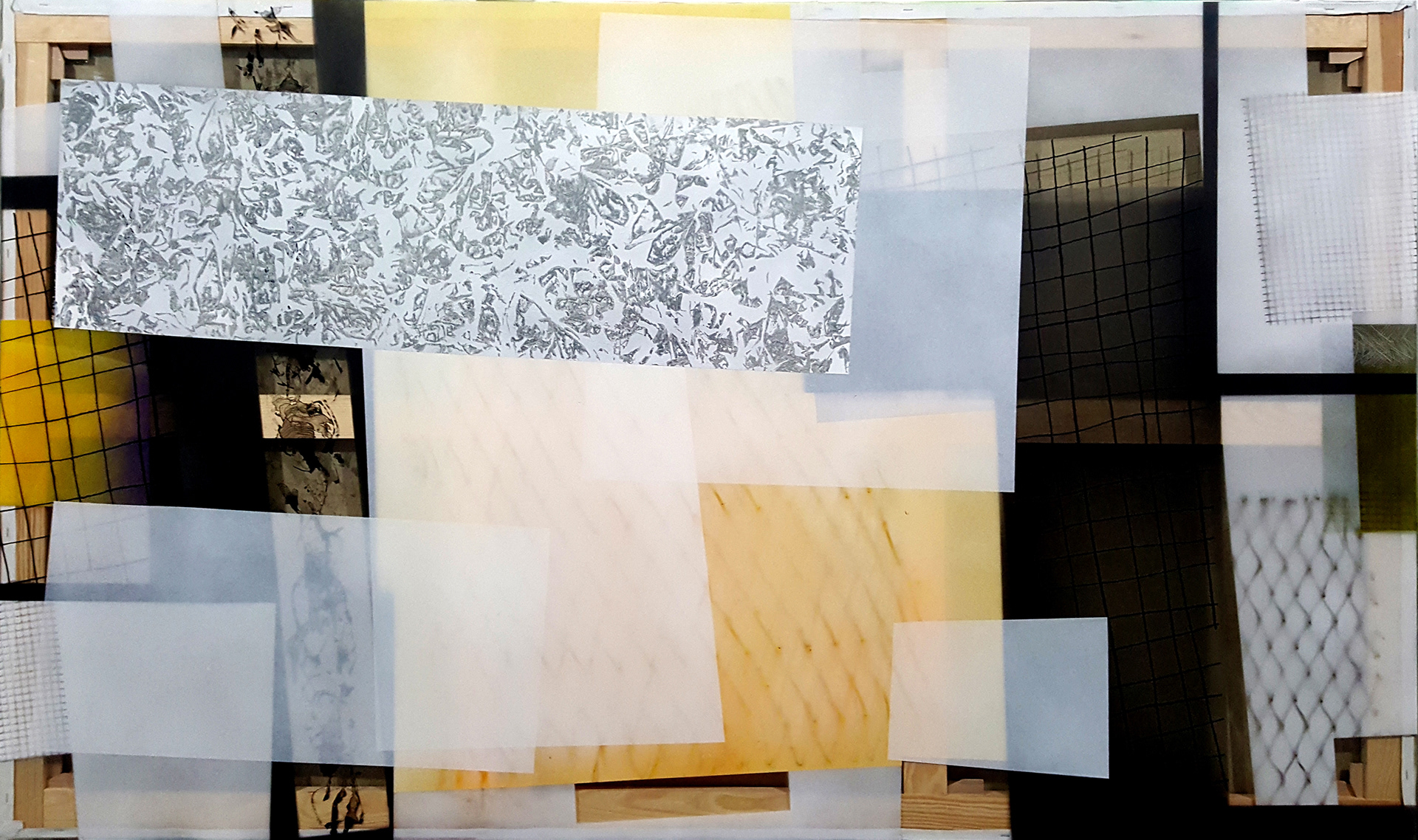 P 191208 - 114 x 195cm/44,8’x76,7’ - Polymer and spray paint on polycarbonate, on returned canvas