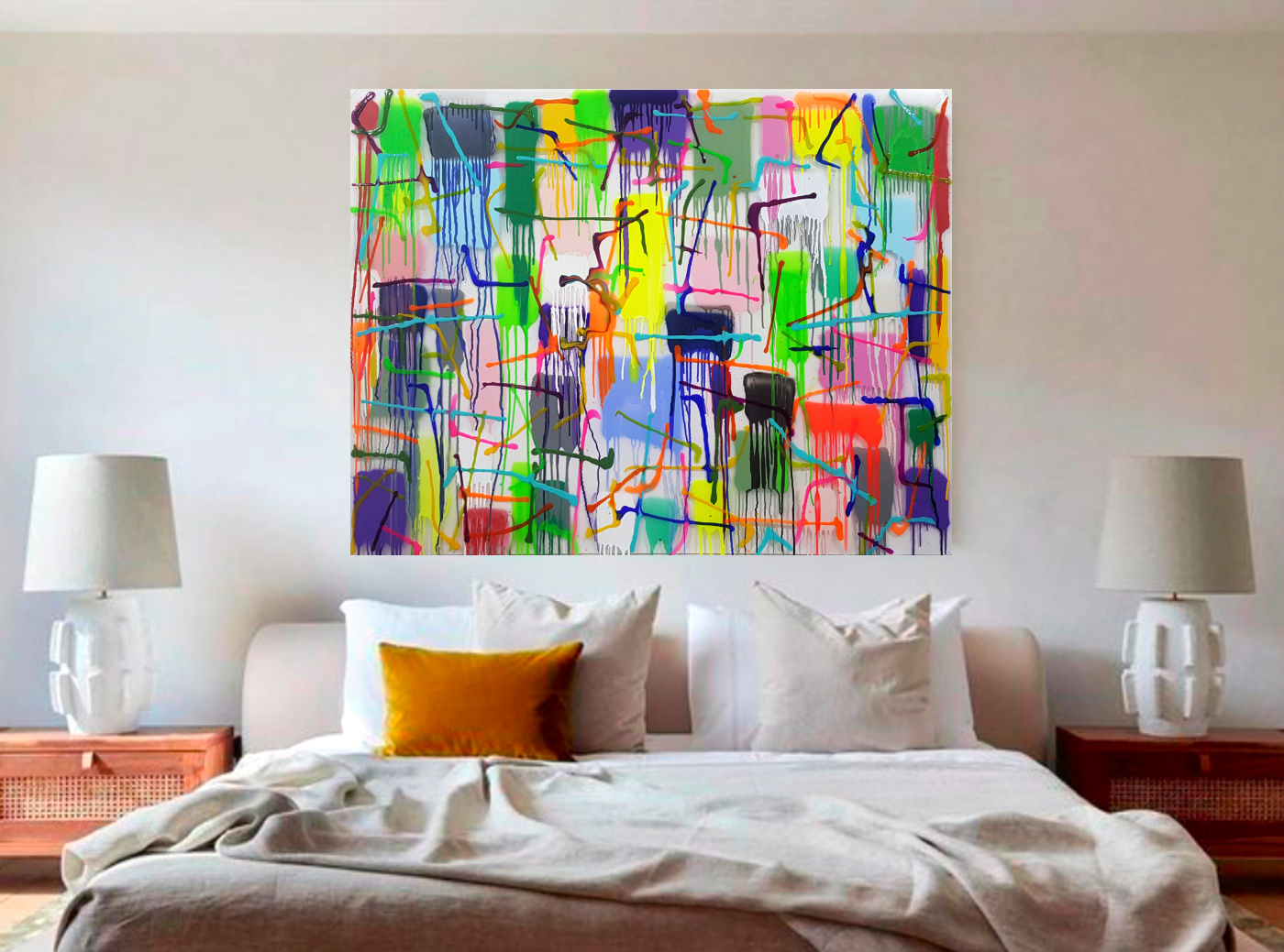 P 210707 - 114x146cm/44,8’x57,5' - Polymer and spray paint on polycarbonate, on canvas