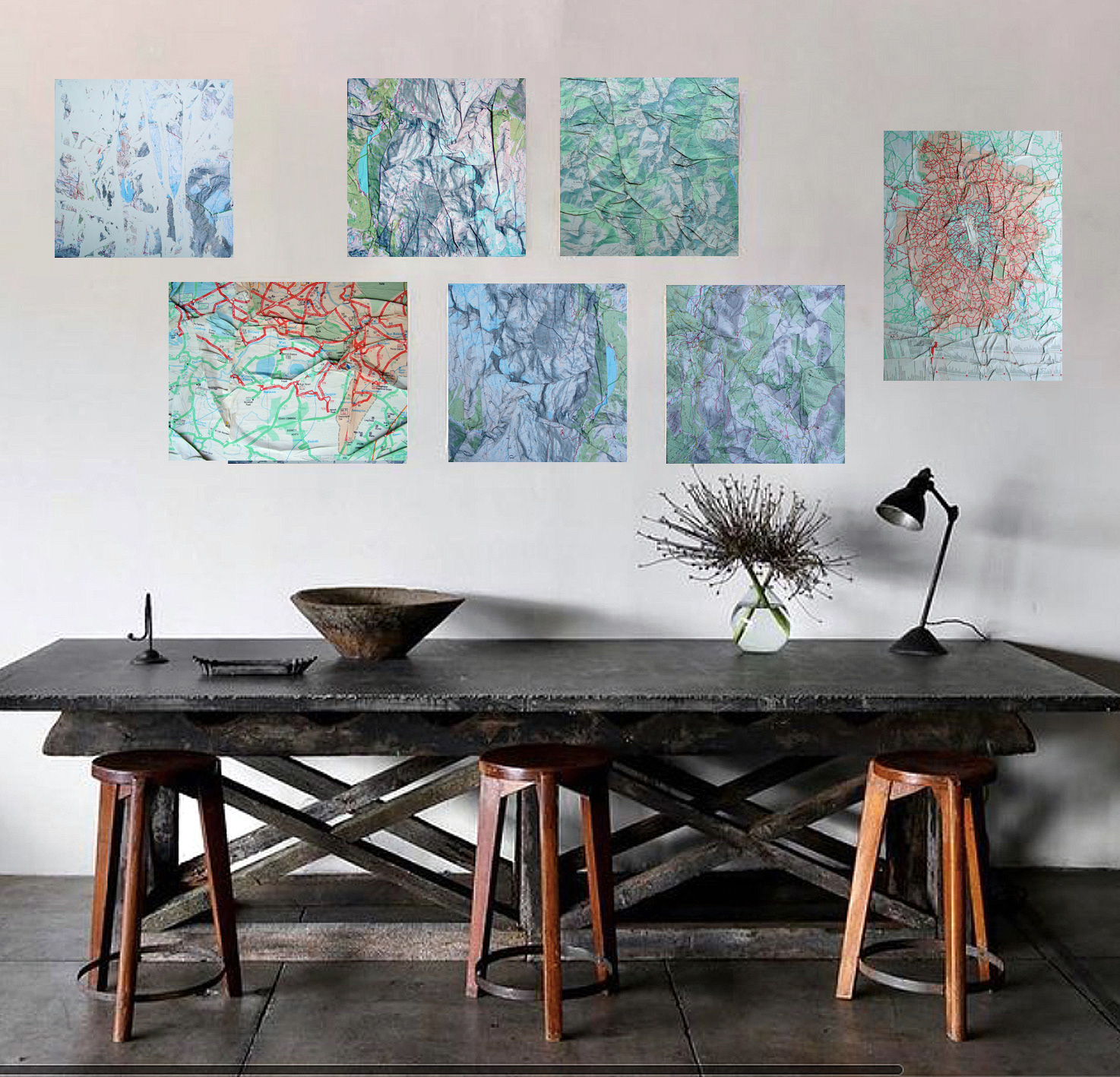 1985 - Cartes de géographie pliées - 50x65cm