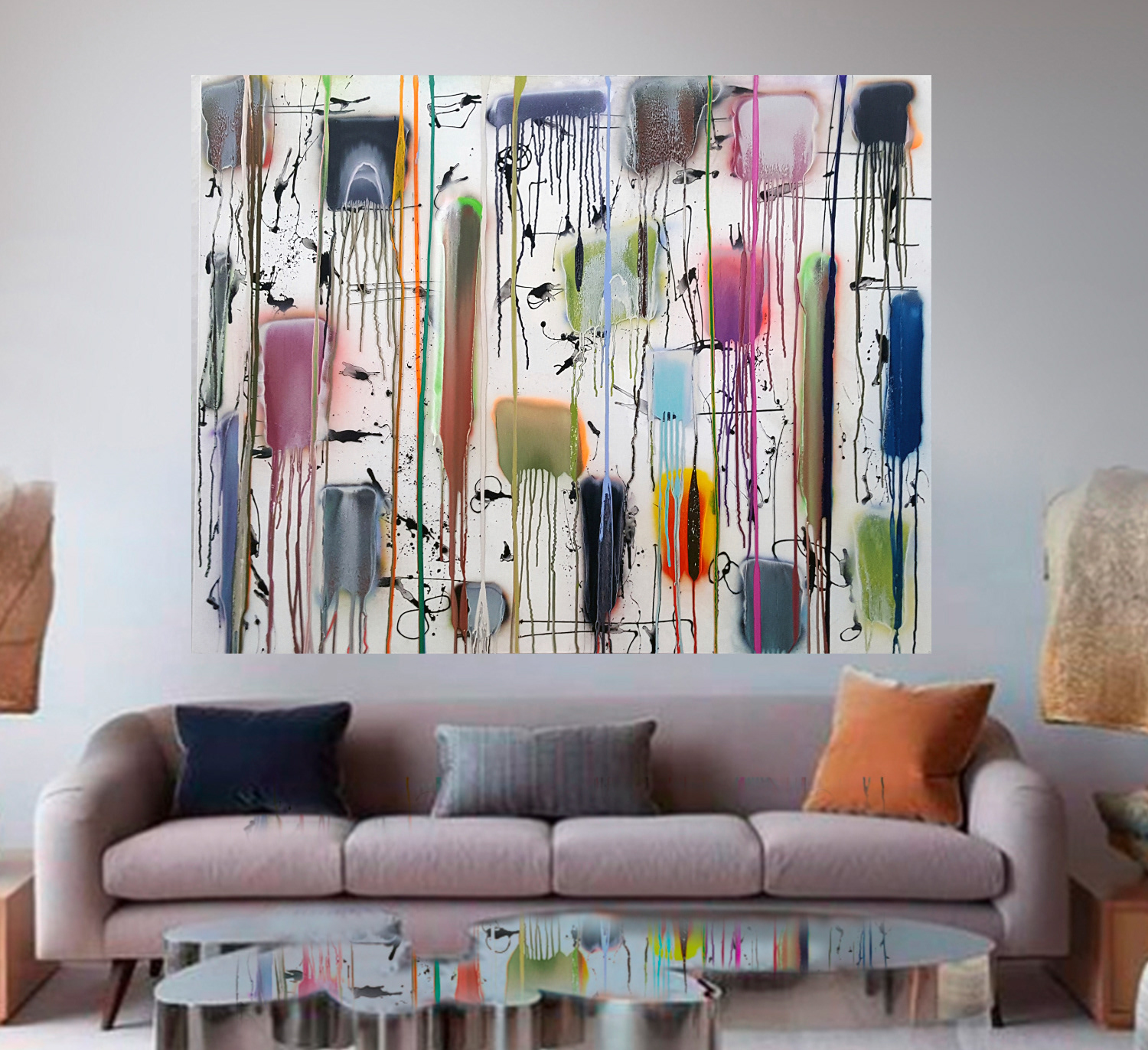 Peinture 210117 - 114x146cm/44,8’x57,5' - Polymer and spray paint on polycarbonate, on canvas