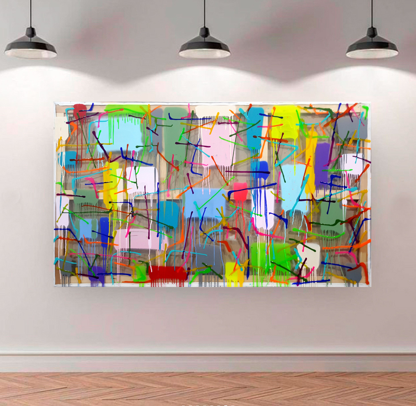 P210708 - 114x195cm/44,8’x76,7’ - Polymer and spray paint on polycarbonate, on returned canvas