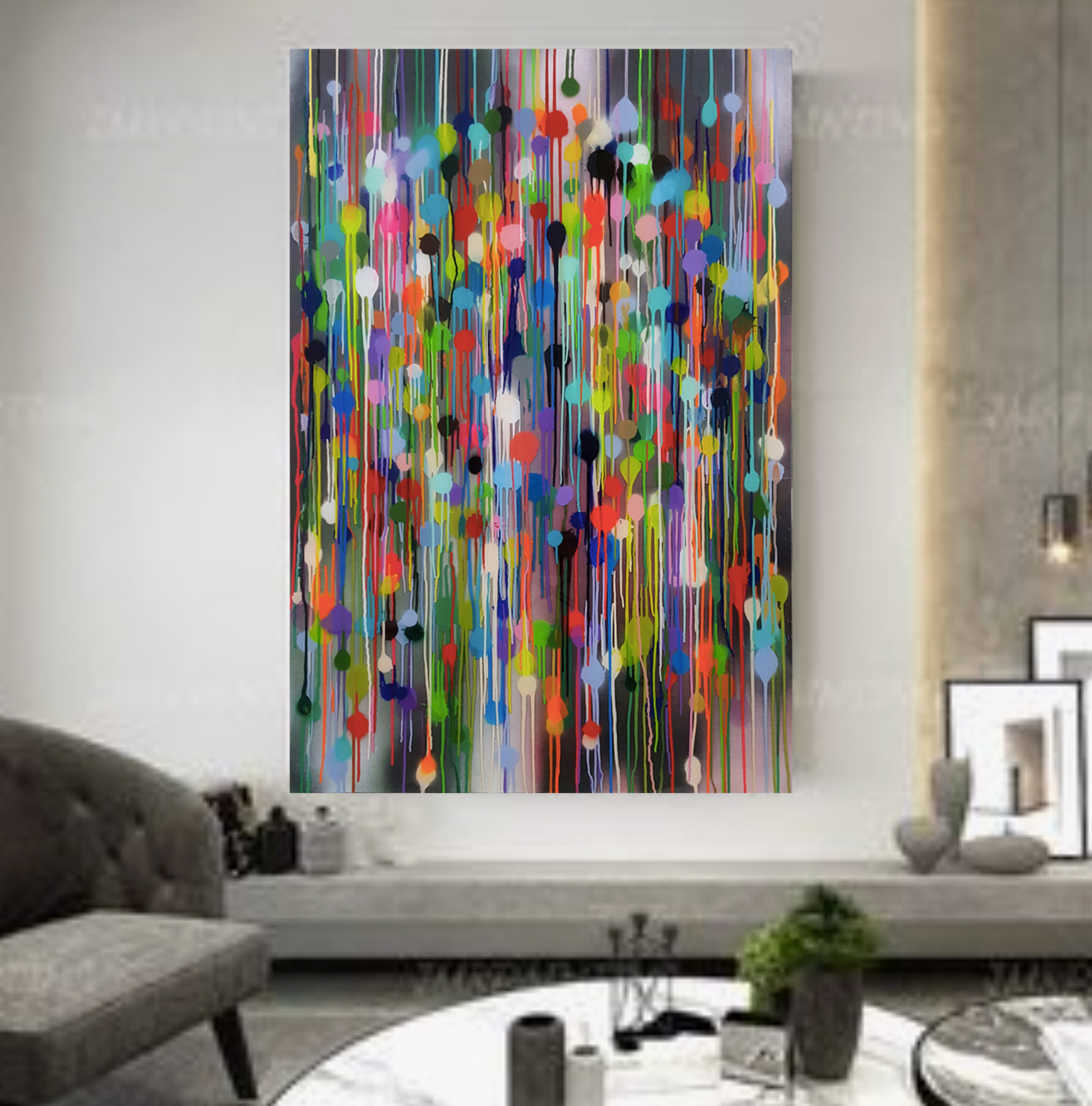 Peinture 201017 - 146x97cm/57,4’x38,1’ - Polymer and spray paint on polycarbonate, on canvas