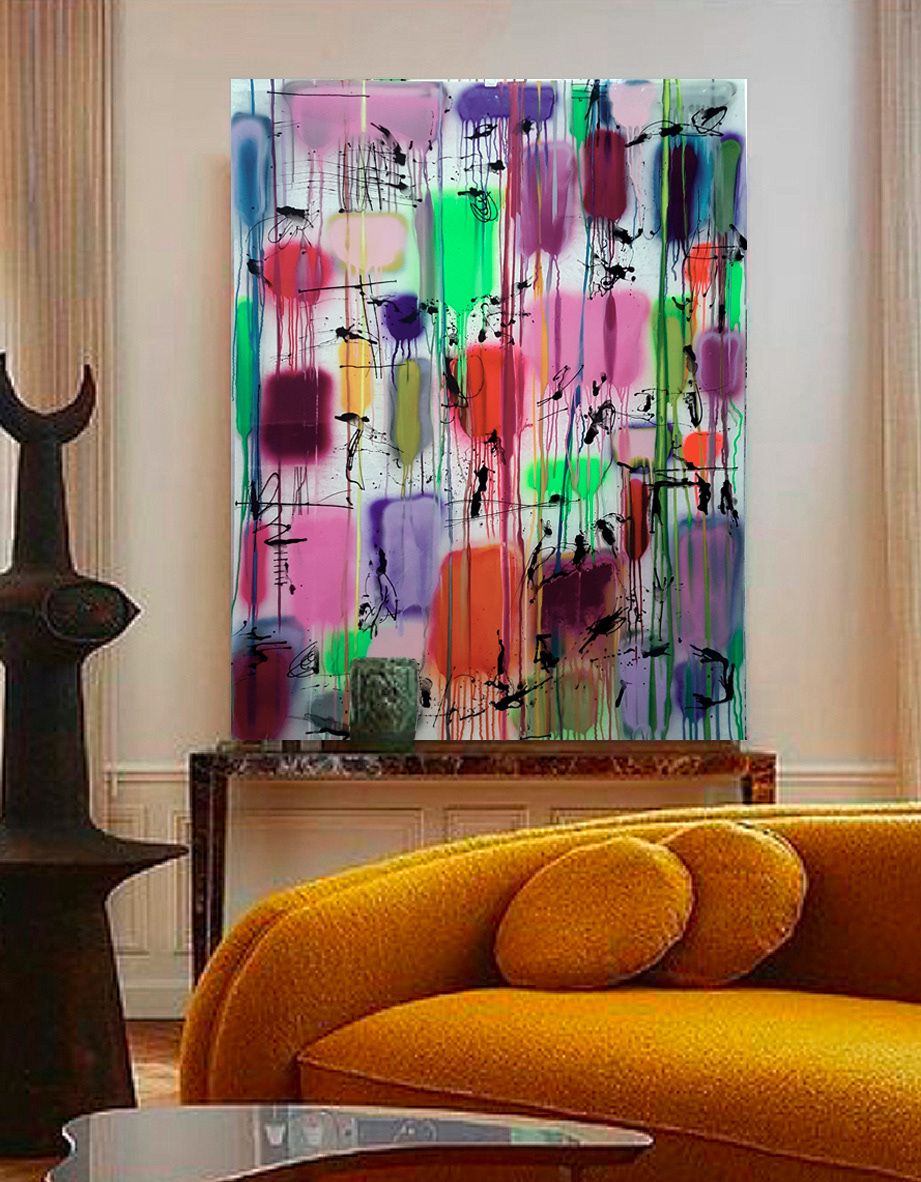 P 210304 - 146x114cm / 57,5"x44,8" - Polymer and spray paint on polycarbonate, on canvas
