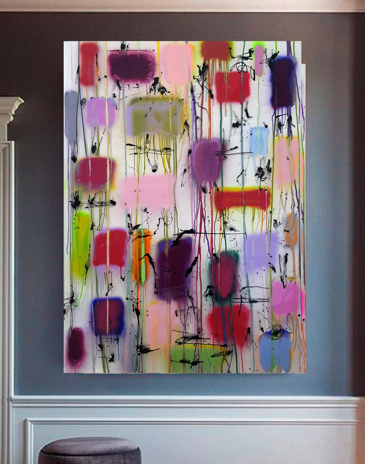 P 210305 - 162x114cm / 63,7"x44,8" - Polymer and spray paint on polycarbonate, on canvas