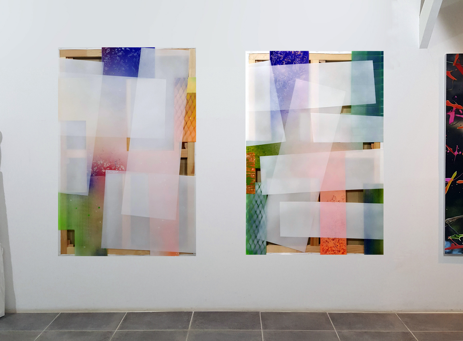 P 190503 & P 190606 - 146x97cm/ 57,4’x38,1’ - Spray paint on polycarbonate, on returned canvas