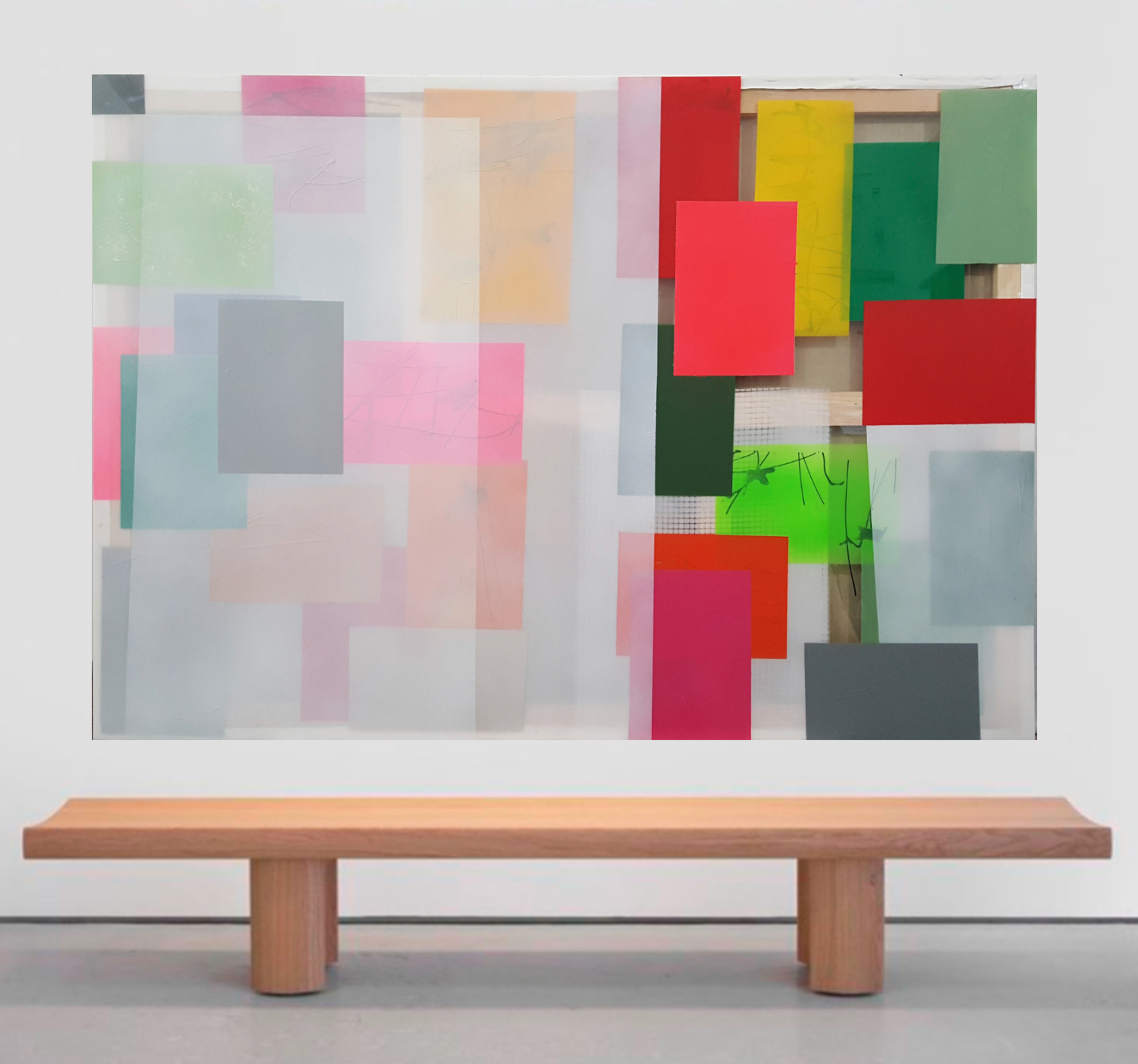 P 220428 - 114x162cm/44,8’x63,7’ - Polymer and spray paint on polycarbonate, on returned canvas
