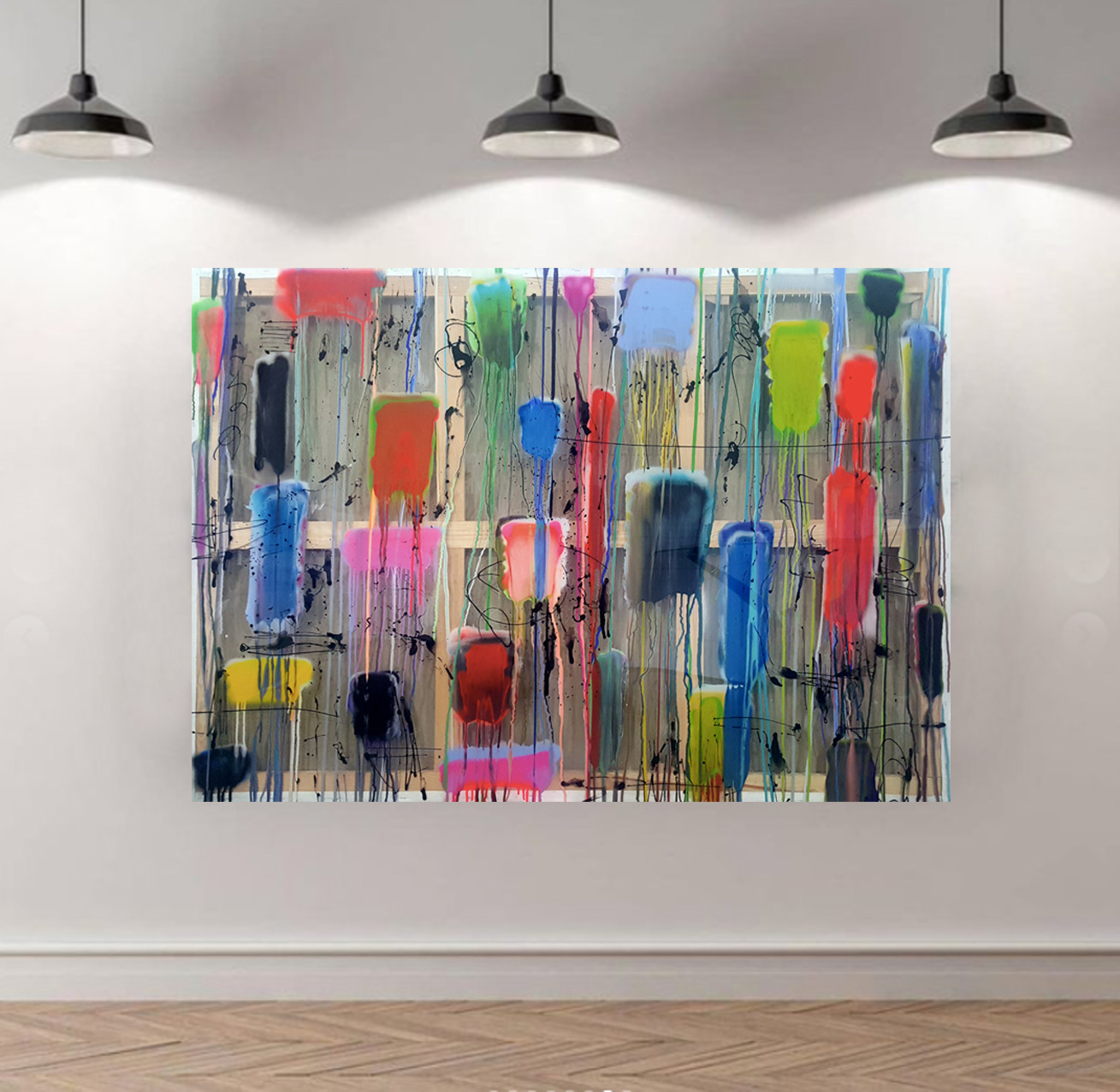 P 210101 - 114x162cm/44,8’x63,7’ - Polymer and spray paint on polycarbonate, on returned canvas