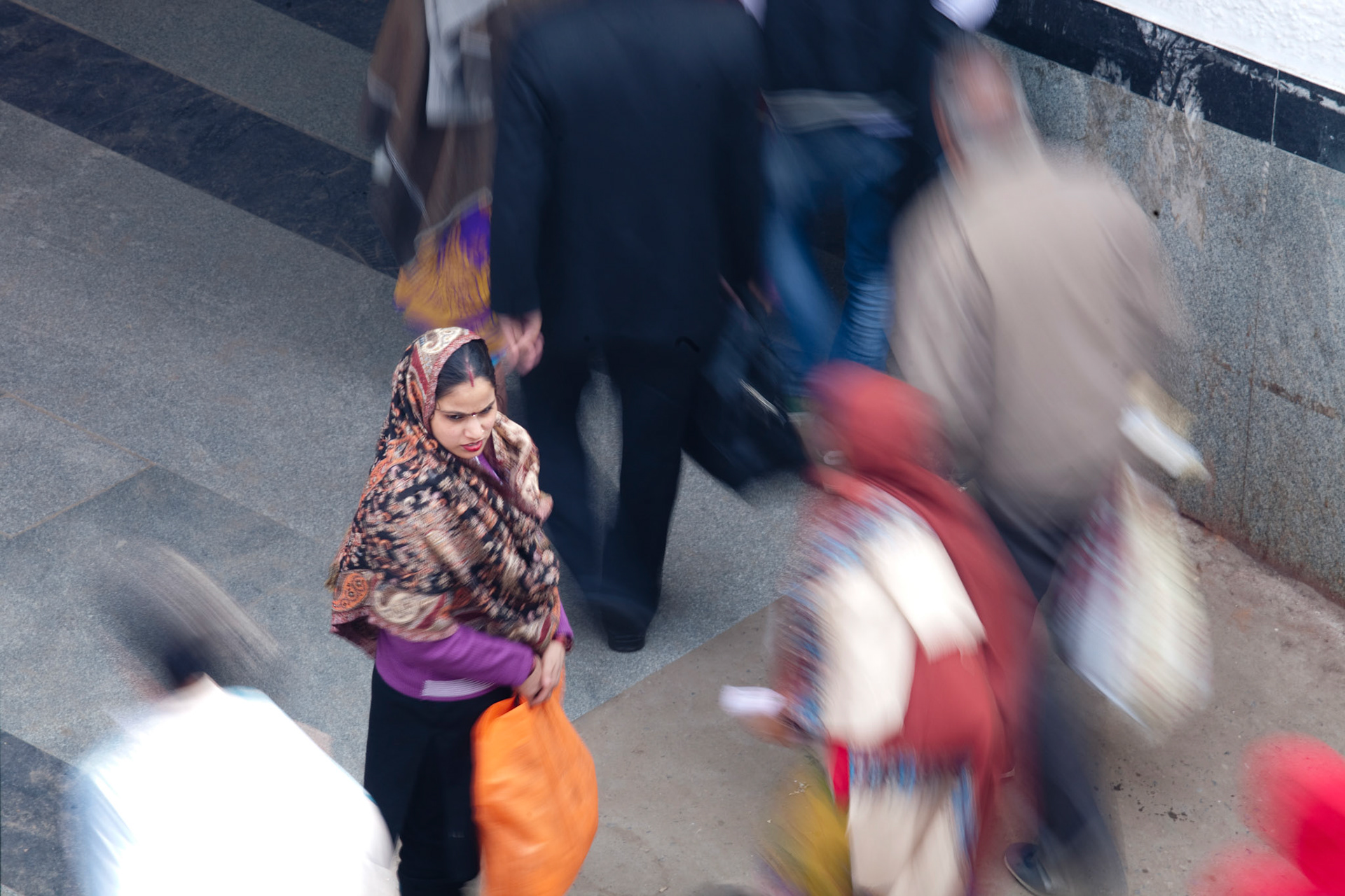 Portrait dans la station de train d'Est Delhi