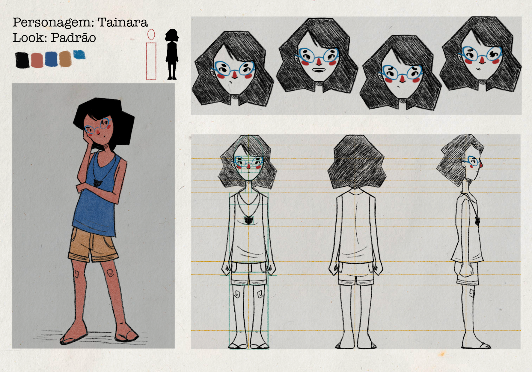 Model Sheet da personagem Tainara
