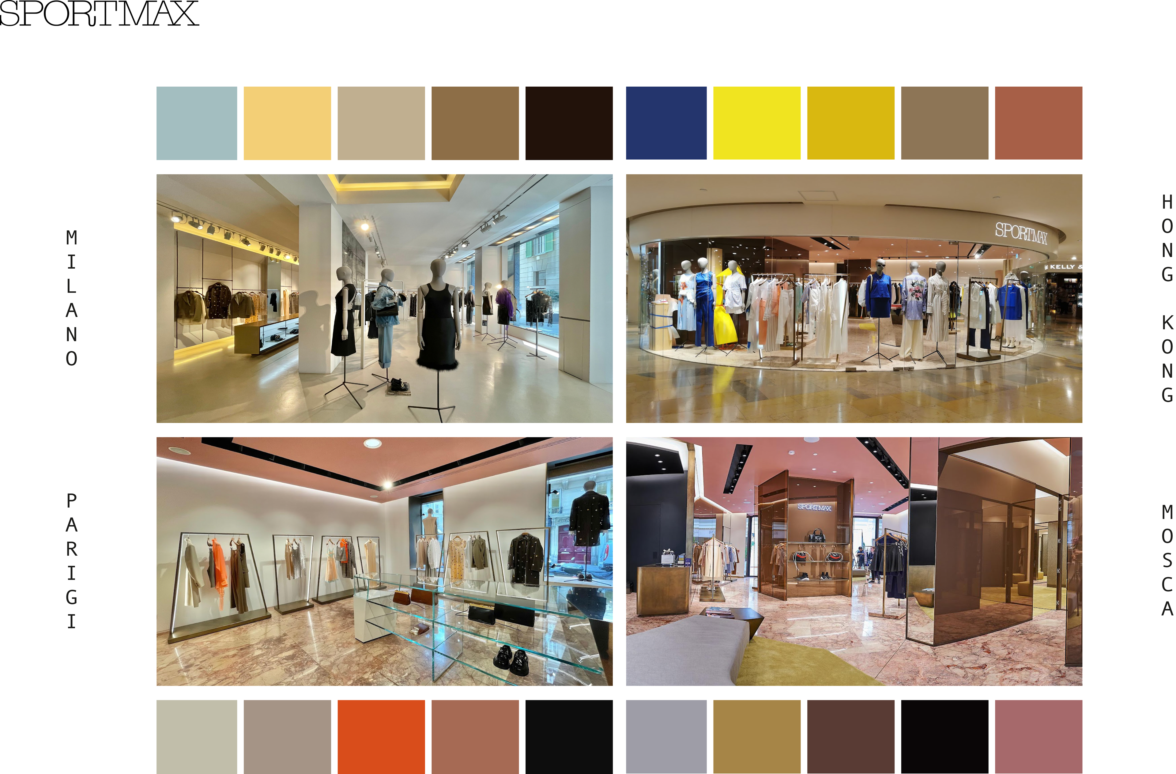 Esempi di store Sportmax e relative palette