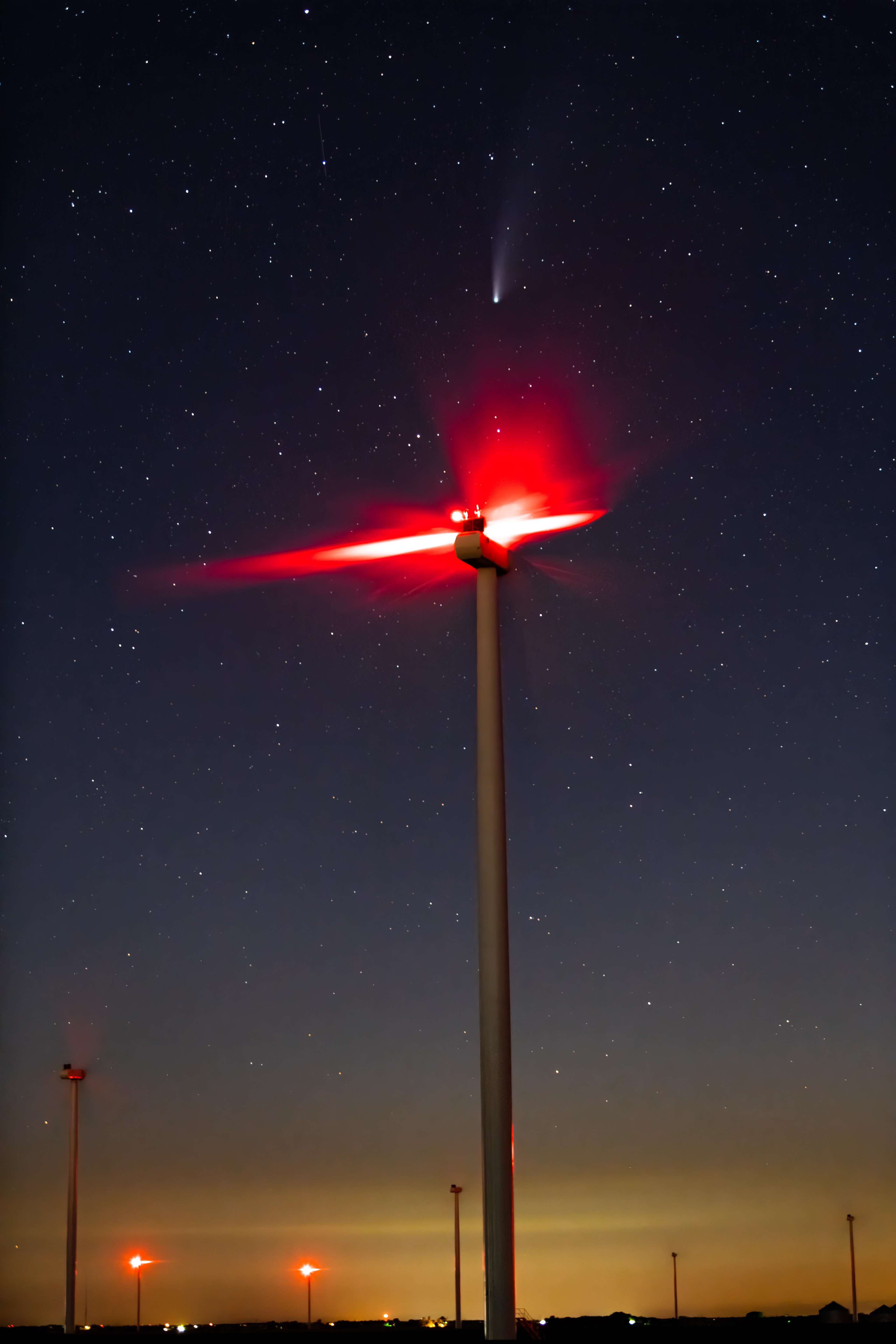 Neowise comet over wind mill