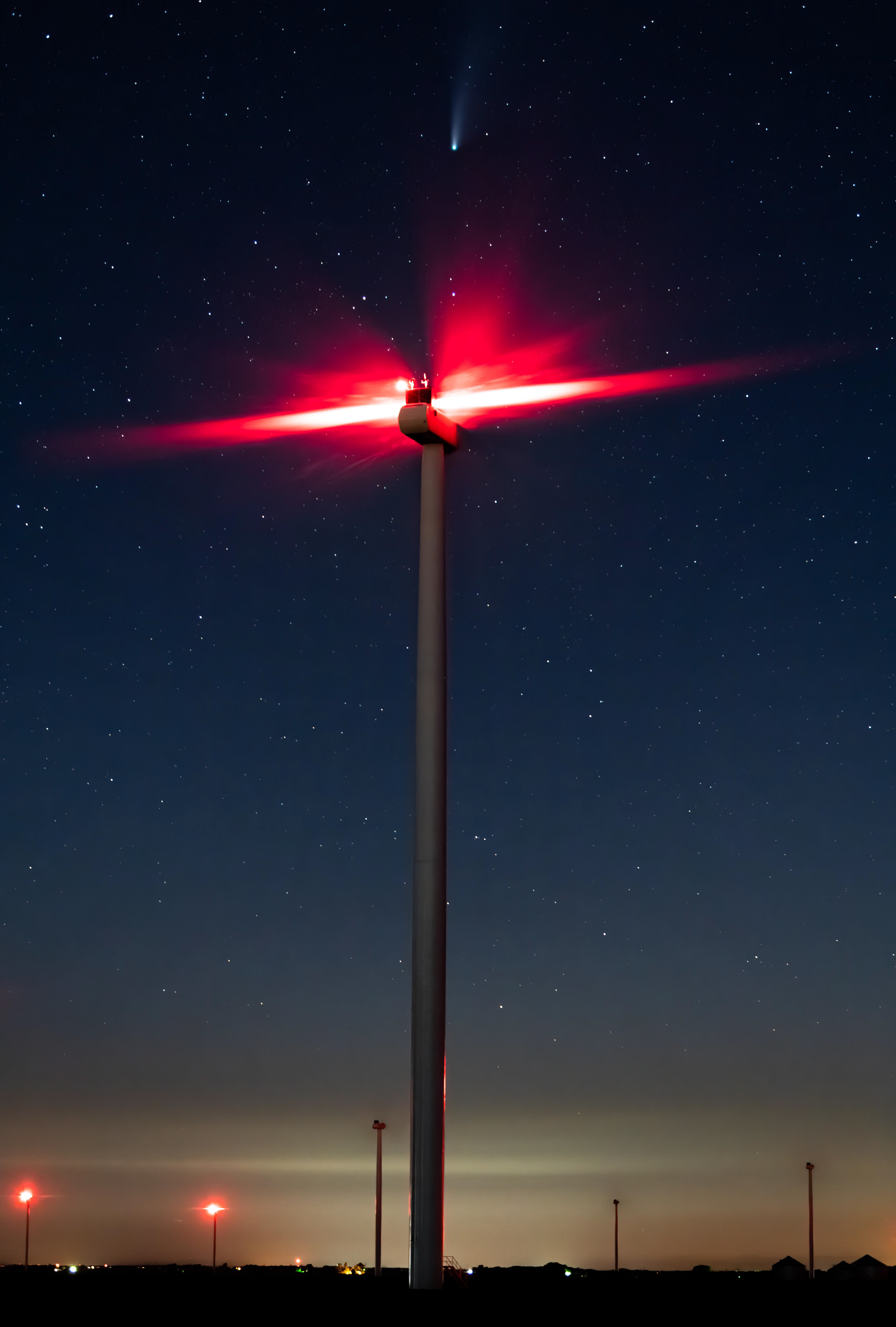 Neowise comet over windmill