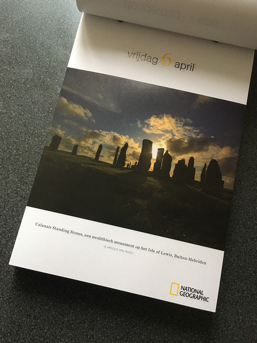 National Geographic calendar featuring my photo