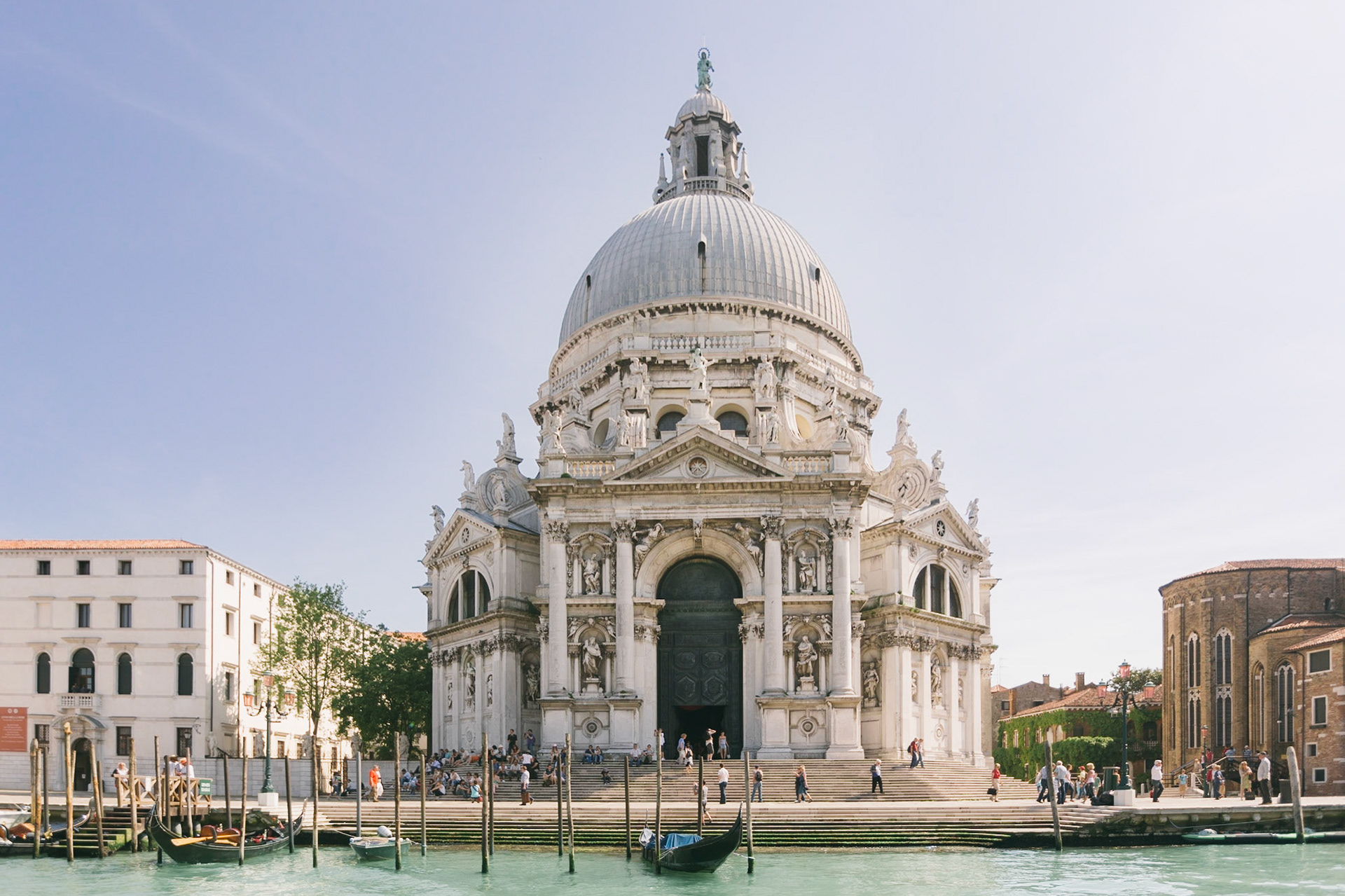Beautiful basillica along the Grand Canal in Venice, Italy.
