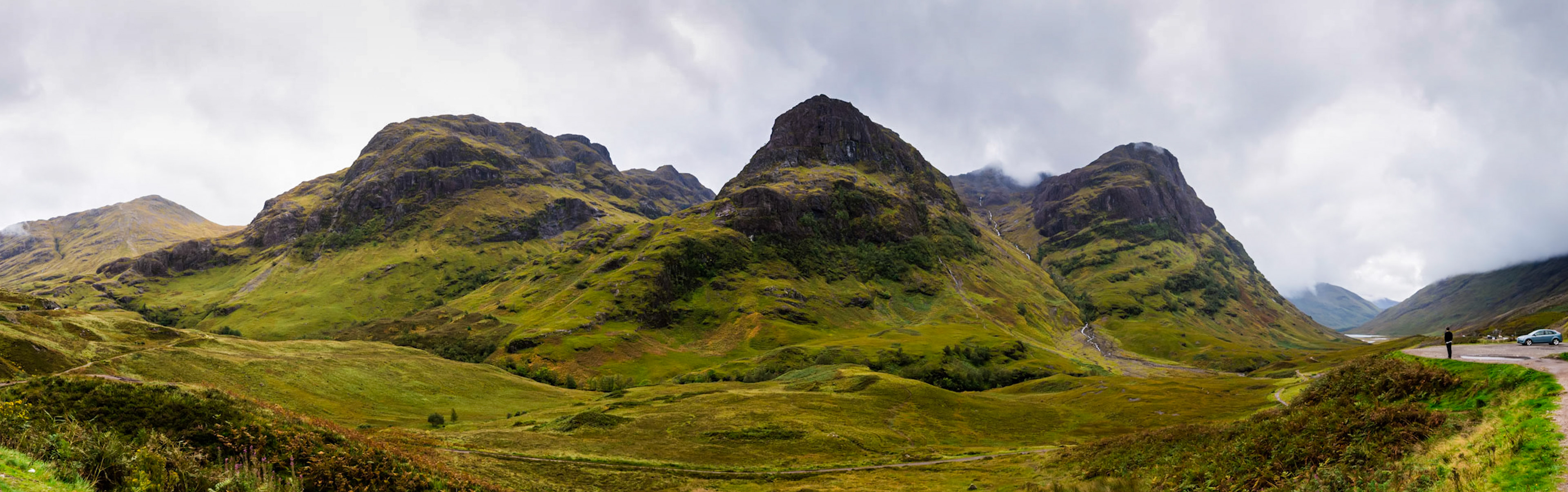 Panormaic photo of the three sisters of Glencoe, Scotland.