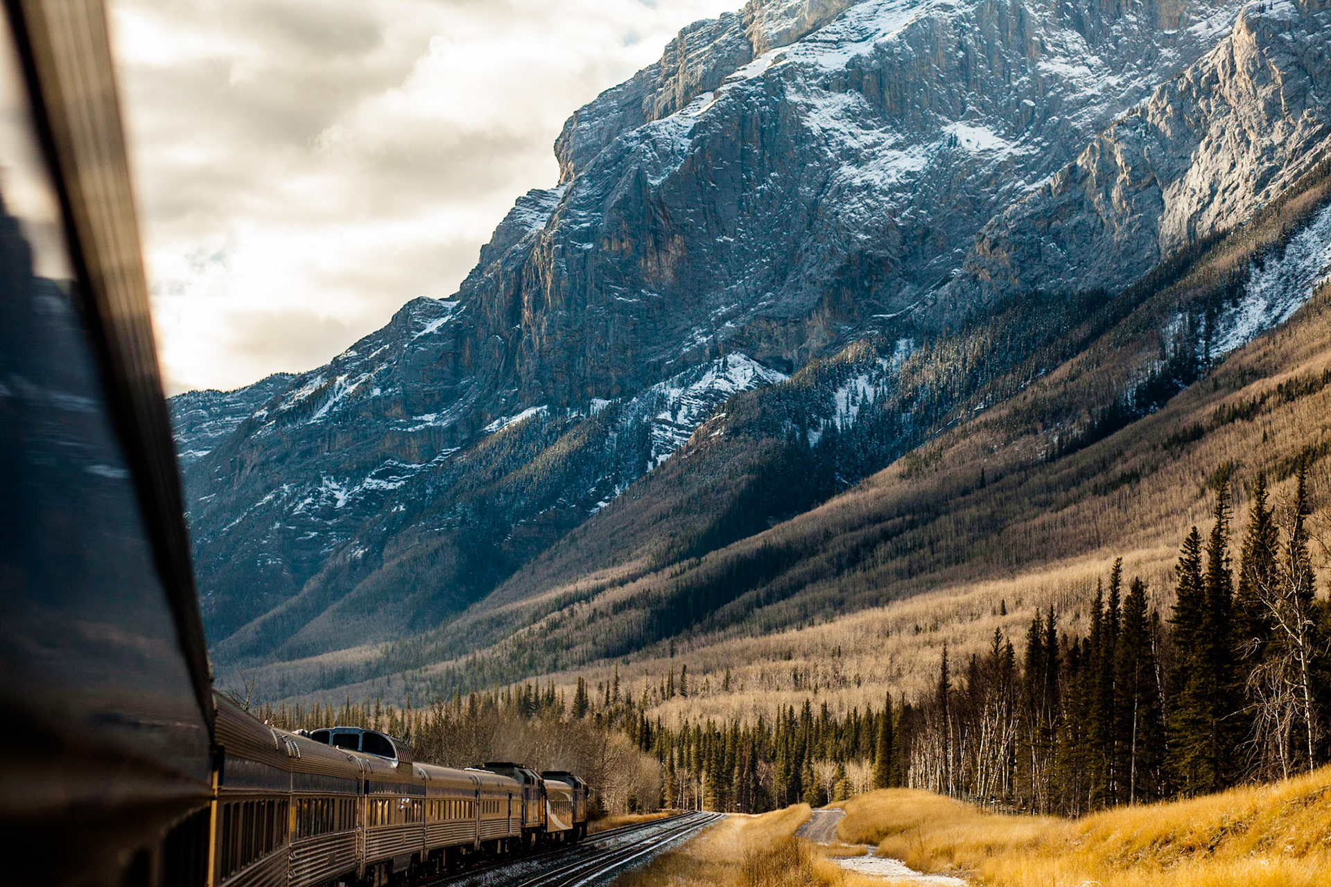 Canadian Train Travel Rocky Mountains by Via Rail Canada.