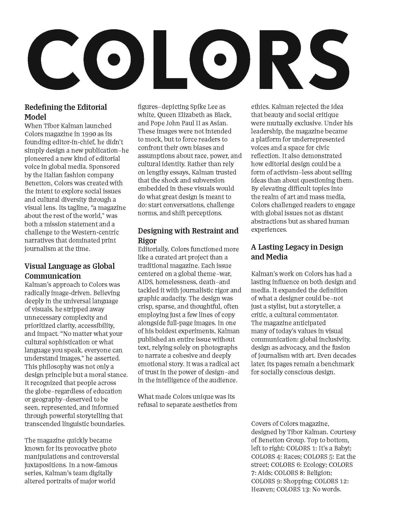 The title is a close match to those of Kalman's magazine.