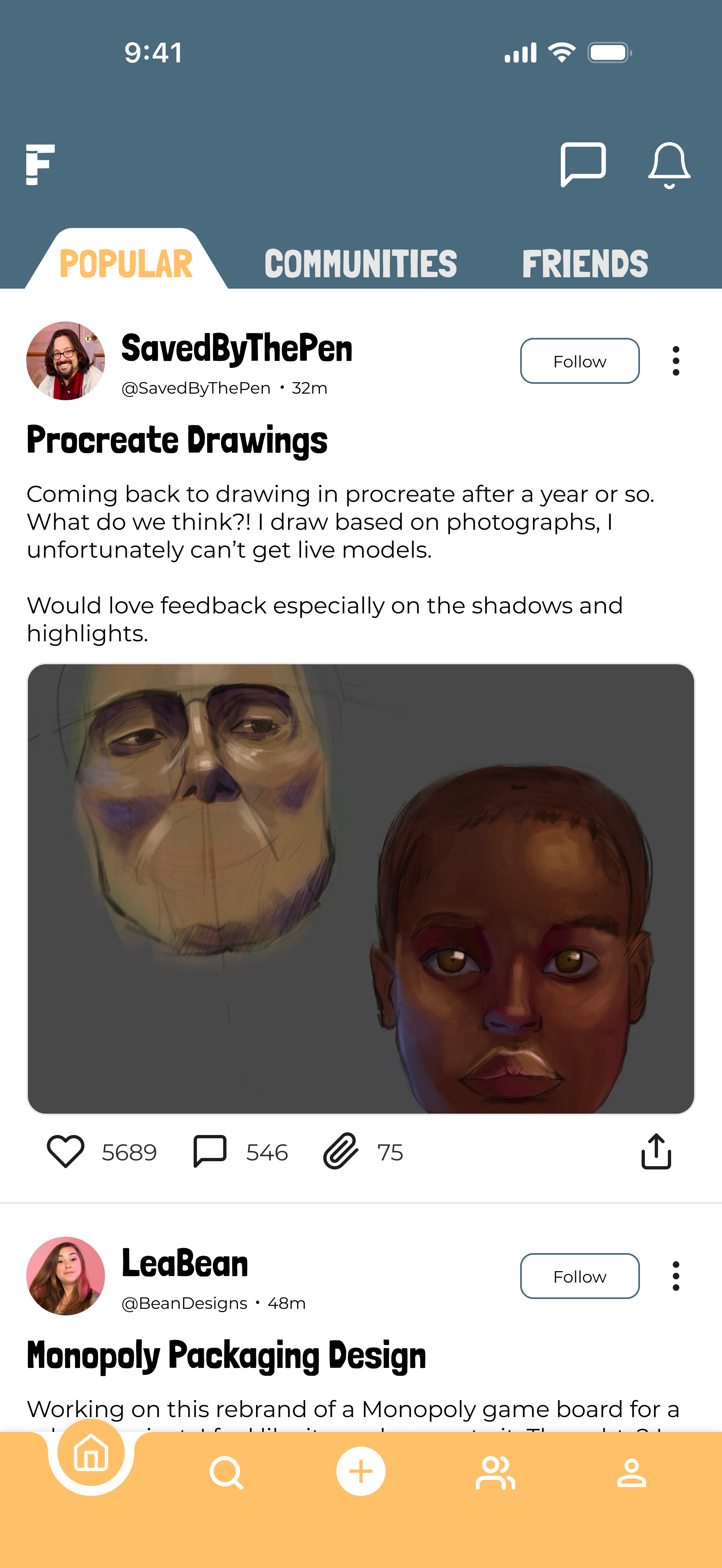 Scroll through your feed to see popular projects