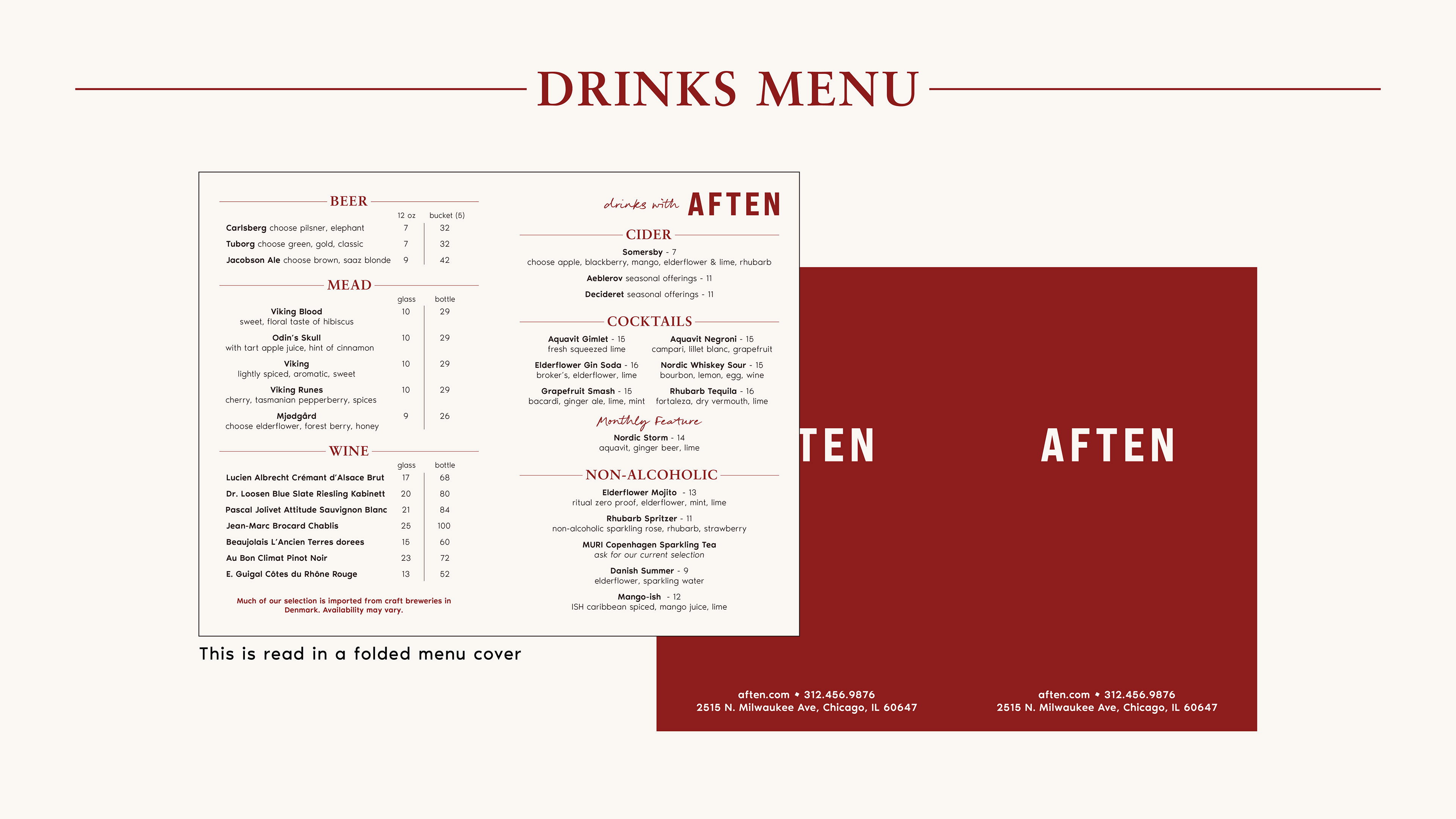 Drinks menu
