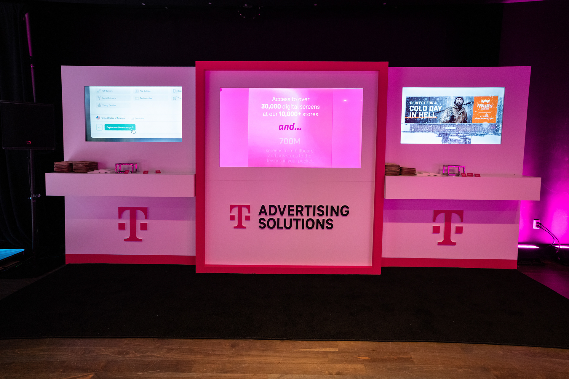 NewFront reception area with digital screens