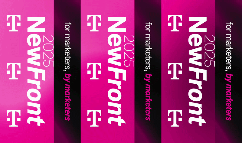 Animated NewFront 2025 screen graphic loop