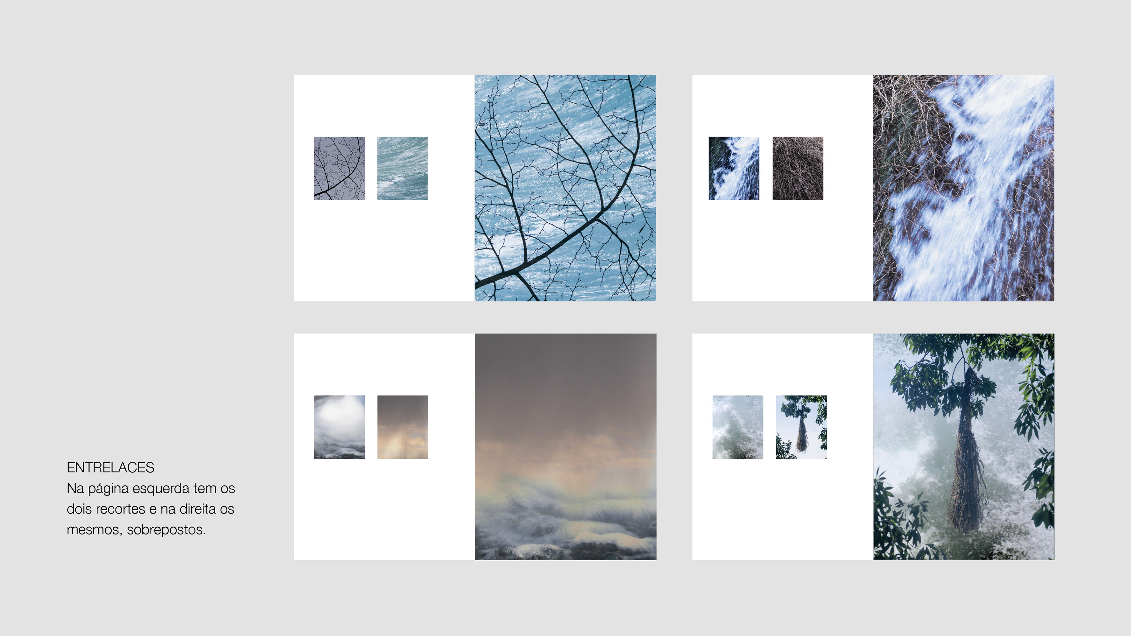 INTERWEAVINGS On the left page are the two cutouts, and on the right, the same ones, overlaid. 