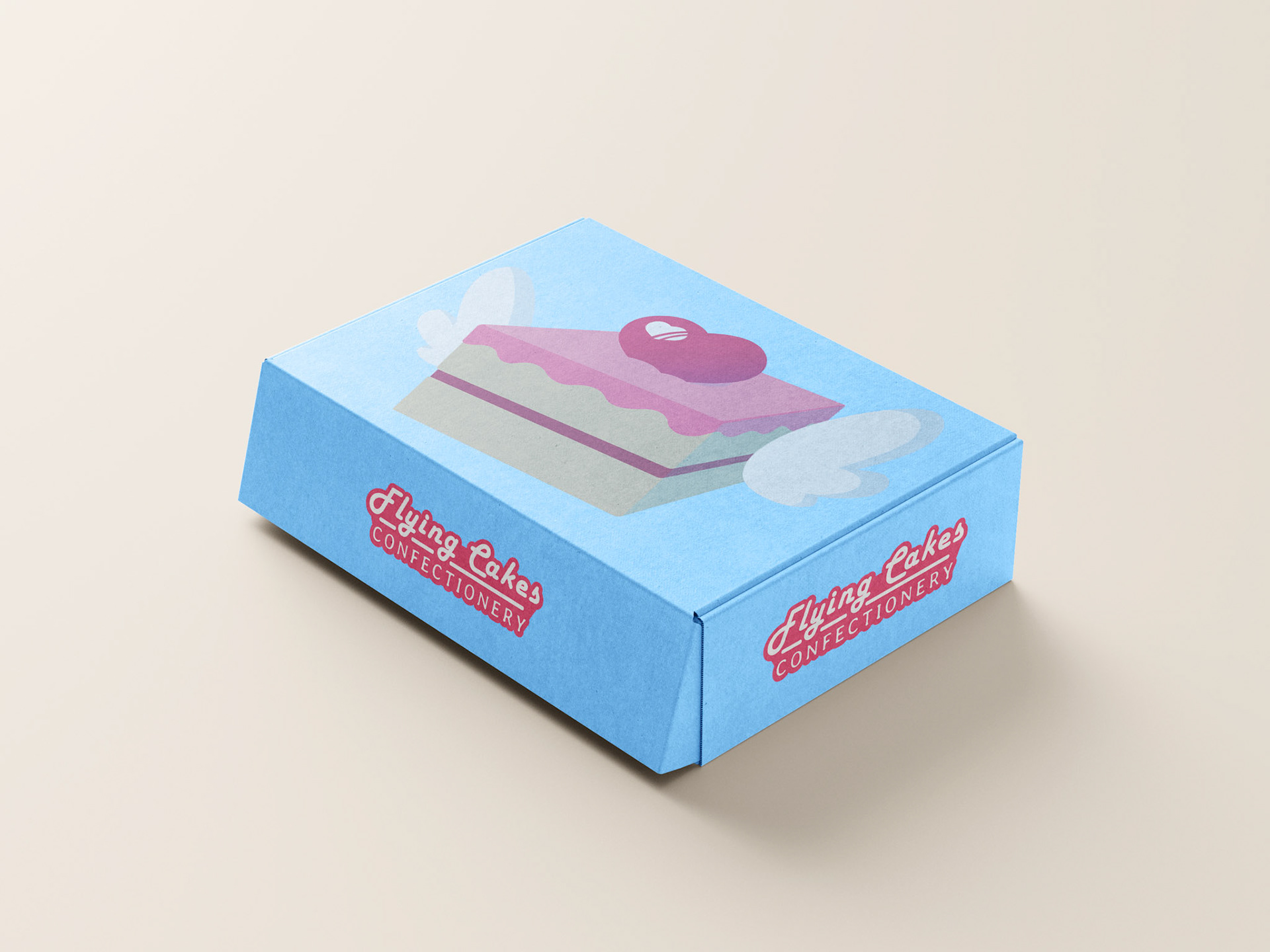 Mock-up for medium-sized branded bakery box. (Digital, 3000px X 2250px, 2022)