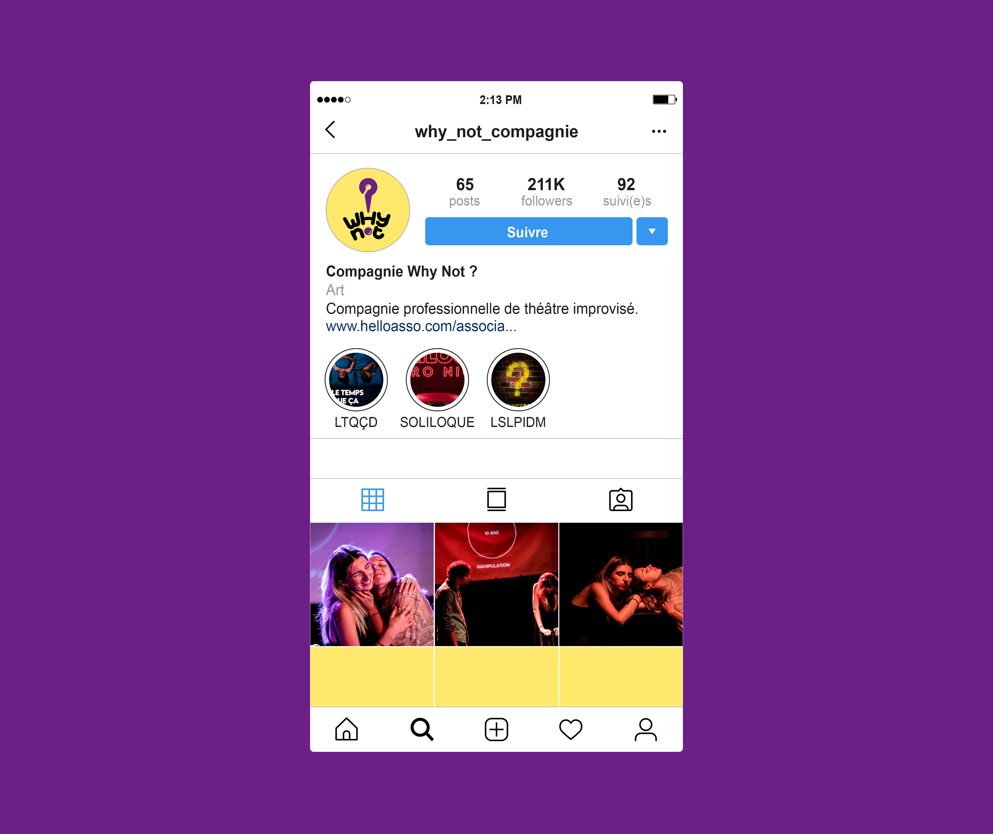 Proposition d'une présentation de profil Instagram d'après le nouveau logo