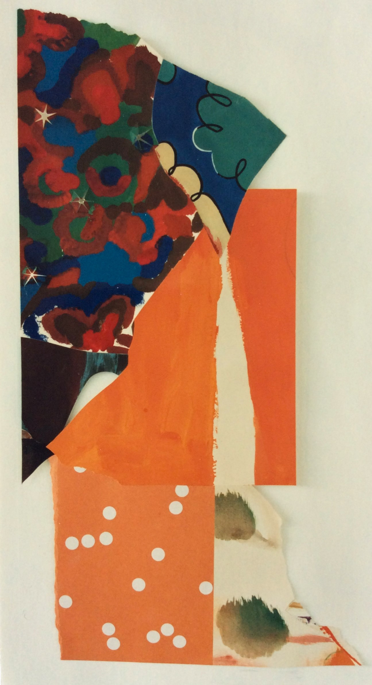 Wasserfall, 1995, Gouache auf Tapetenpapier, Buntpapier mit Klebern, 