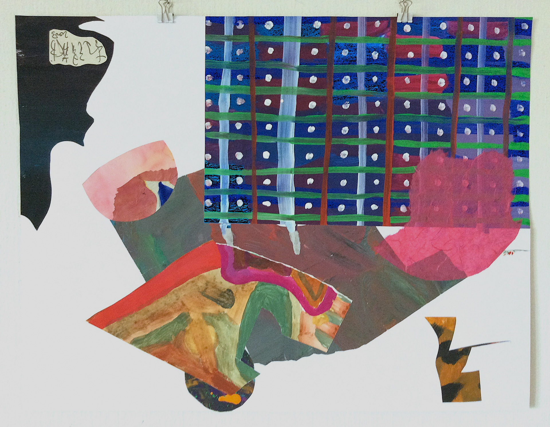 japanisches Interieur, 2023, Collage mit bemalten Papieren, 50 x 70 cm