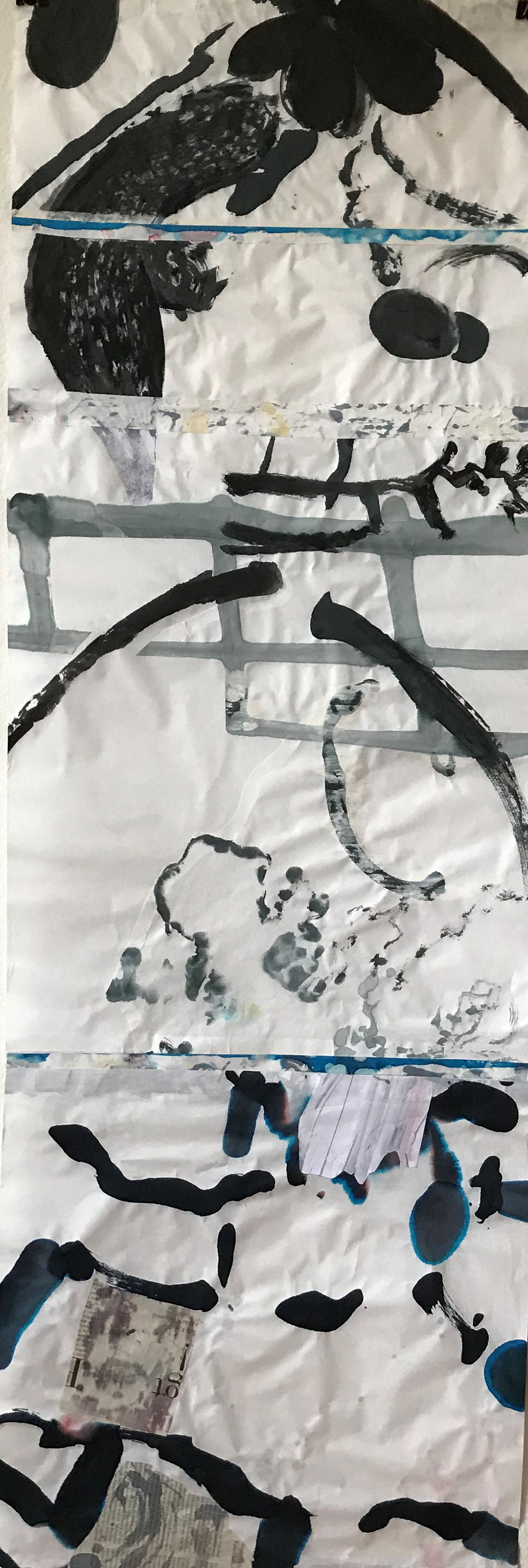 Loslassen, 2021 (Remake von 1997), Tusche, Tinte, Collage